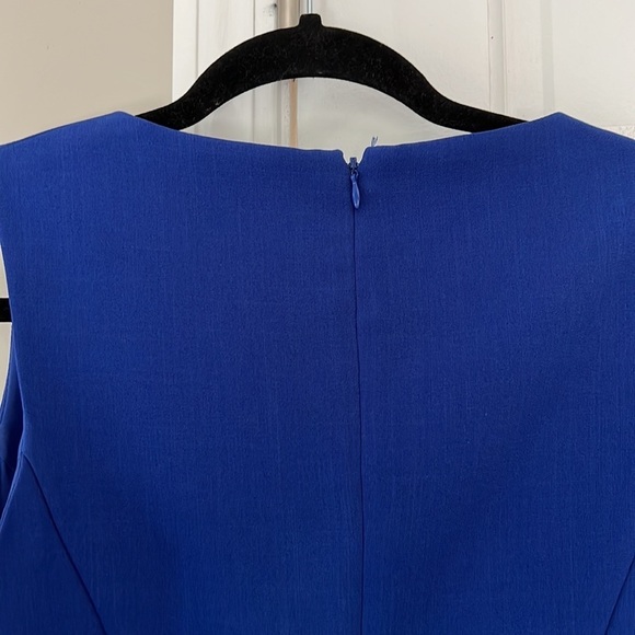Anne Klein Sleeveless Blouse Peplum Drape Asymmetrical Detail Royal Blue - Picture 4 of 4